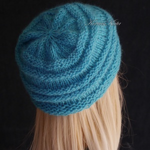 AMY-SAPI / türkiz - trendi kézzel kötött sapka - ruha & divat - sál, sapka, kendő - sapka - Meska.hu