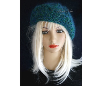 ANETT BARETT / petrol - kézzel kötött moher-gyapjú sapka - ruha & divat - sál, sapka, kendő - sapka - Meska.hu