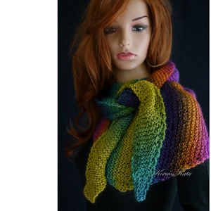 MANDALA KENDŐ - kézzel kötött színátmenetes vállkendő, hosszú sálkendő - ruha & divat - sál, sapka, kendő - vállkendő - Meska.hu