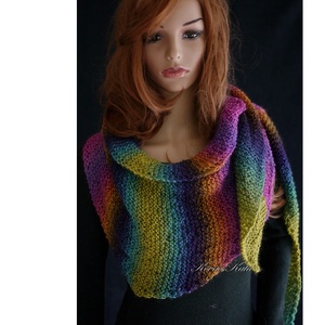 MANDALA KENDŐ - kézzel kötött színátmenetes vállkendő, hosszú sálkendő - Meska.hu