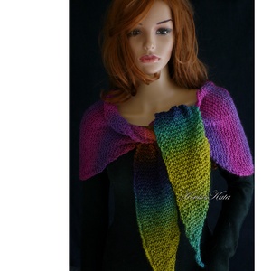 MANDALA KENDŐ - kézzel kötött színátmenetes vállkendő, hosszú sálkendő - ruha & divat - sál, sapka, kendő - vállkendő - Meska.hu