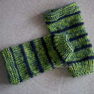 BOSZI KESZTYŰ / gyapjú - kézzel kötött rövid kesztyűszár, kézmelegítő / saláta - ruha & divat - sál, sapka, kendő - kesztyű - Meska.hu