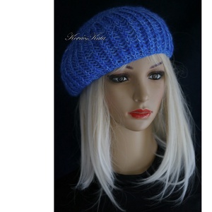 LORCA / royal - könnyű finomgyapjú és mohair kézzel kötött sapka, barett - ruha & divat - sál, sapka, kendő - sapka - Meska.hu