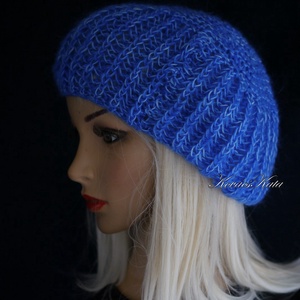 LORCA / royal - könnyű finomgyapjú és mohair kézzel kötött sapka, barett - ruha & divat - sál, sapka, kendő - sapka - Meska.hu