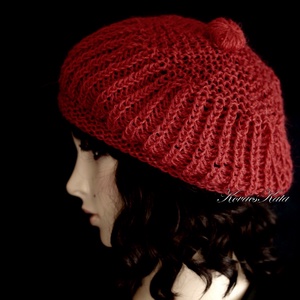 LORCA / bor - kézzel kötött gyapjú és mohair bohém sapka, barett - Meska.hu