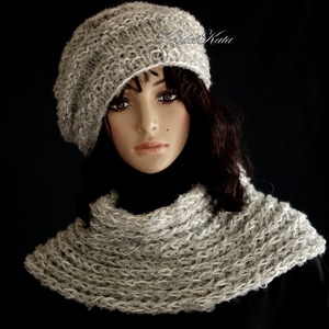 CSIGA-SZETT / alpaka - exkluzív kézzel kötött sapka-sál szett / szürke, Ruha & Divat, Sál, Sapka, Kendő, Sapka & Sál szett, Kötés, MESKA