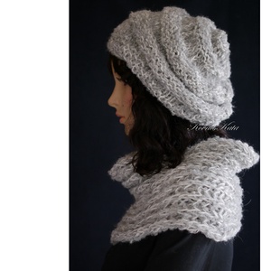 CSIGA-SZETT / alpaka - exkluzív kézzel kötött sapka-sál szett / szürke KÉSZLETEN - ruha & divat - sál, sapka, kendő - sapka & sál szett - Meska.hu