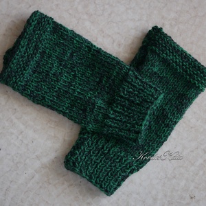 BOSZI KESZTYŰ / merinó - kézzel kötött rövid kesztyűszár, kézmelegítő / smaragd - ruha & divat - sál, sapka, kendő - kesztyű - Meska.hu
