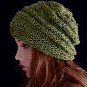 AMY-SAPI / softclown - egyedileg festett fonalból kézzel kötött kasmír-gyapjú sapka / avokadó - Meska.hu