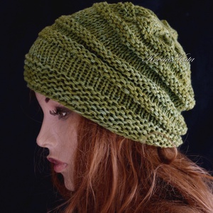 AMY-SAPI / softclown - egyedileg festett fonalból kézzel kötött kasmír-gyapjú sapka / avokadó - ruha & divat - sál, sapka, kendő - sapka - Meska.hu