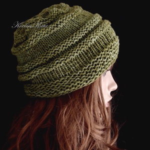 AMY-SAPI / softclown - egyedileg festett fonalból kézzel kötött kasmír-gyapjú sapka / avokadó - ruha & divat - sál, sapka, kendő - sapka - Meska.hu