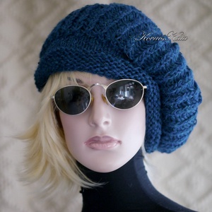 BORBÁLA / alpaka - exkluzív kötött sapka, barett / petrol - Meska.hu