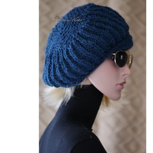 BORBÁLA / alpaka - exkluzív kötött sapka, barett / petrol - ruha & divat - sál, sapka, kendő - sapka - Meska.hu