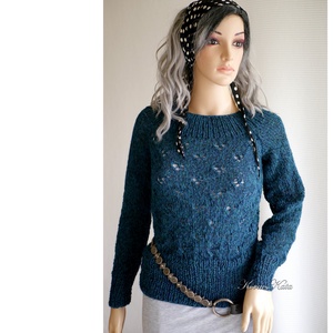 BORBÁLA / alpaka - exkluzív kötött sapka, barett / petrol - ruha & divat - sál, sapka, kendő - sapka - Meska.hu