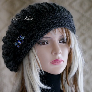 BORBÁLA / antracit ombre - trendi kézzel kötött sapka, barett - Meska.hu