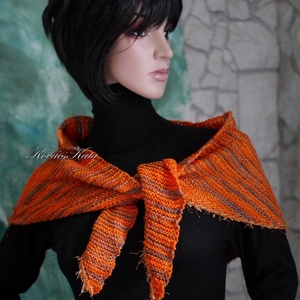  DELUXE SILK VÁLLKENDŐ - exkluzív kézzel kötött-festett selyem-jak- merinó kendő / blazing orange - ruha & divat - sál, sapka, kendő - vállkendő - Meska.hu