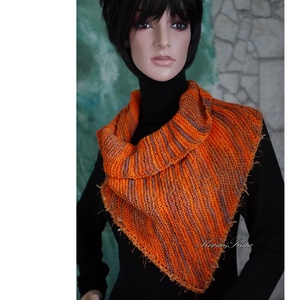  DELUXE SILK VÁLLKENDŐ - exkluzív kézzel kötött-festett selyem-jak- merinó kendő / blazing orange - ruha & divat - sál, sapka, kendő - vállkendő - Meska.hu