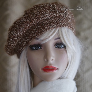 ALETTA / bonbon - kézzel kötött bourette-silk-mohair svájci sapka, barett - ruha & divat - sál, sapka, kendő - sapka - Meska.hu