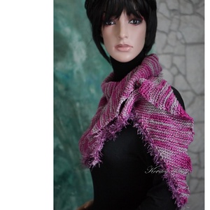  DELUXE SILK VÁLLKENDŐ - exkluzív kézzel kötött-festett selyem-jak- merinó kendő / magenta - ruha & divat - sál, sapka, kendő - vállkendő - Meska.hu