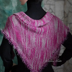  DELUXE SILK VÁLLKENDŐ - exkluzív kézzel kötött-festett selyem-jak- merinó kendő / magenta - ruha & divat - sál, sapka, kendő - vállkendő - Meska.hu