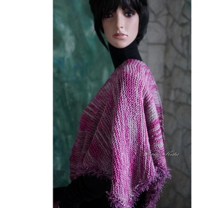  DELUXE SILK VÁLLKENDŐ - exkluzív kézzel kötött-festett selyem-jak- merinó kendő / magenta - ruha & divat - sál, sapka, kendő - vállkendő - Meska.hu