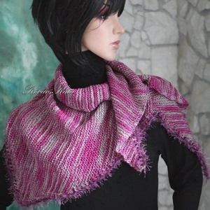  DELUXE SILK VÁLLKENDŐ - exkluzív kézzel kötött-festett selyem-jak- merinó kendő / magenta - Meska.hu