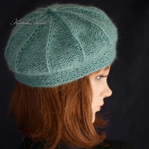 ALETTA / óceán - kézzel kötött  VIP merinó-kasmír + silk-mohair svájci sapka, barett - ruha & divat - sál, sapka, kendő - sapka - Meska.hu
