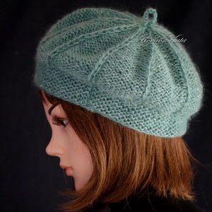 ALETTA / óceán - kézzel kötött  VIP merinó-kasmír + silk-mohair svájci sapka, barett - Meska.hu