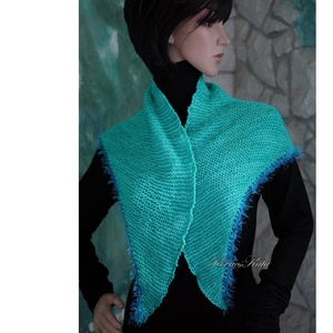 DELUXE SILK VÁLLKENDŐ - exkluzív kézzel kötött-festett selyem-jak- merinó kendő / bright aqua - Meska.hu