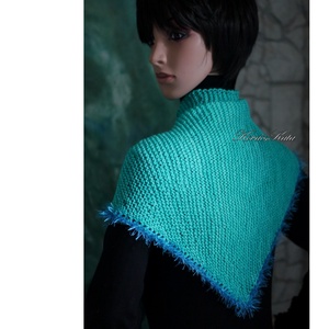  DELUXE SILK VÁLLKENDŐ - exkluzív kézzel kötött-festett selyem-jak- merinó kendő / bright aqua - ruha & divat - sál, sapka, kendő - vállkendő - Meska.hu