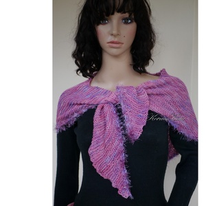  DELUXE SILK VÁLLKENDŐ - exkluzív kézzel kötött-festett selyem-jak- merinó kendő / málna KÉSZLETEN, Ruha & Divat, Sál, Sapka, Kendő, Vállkendő, Kötés, Festett tárgyak, MESKA