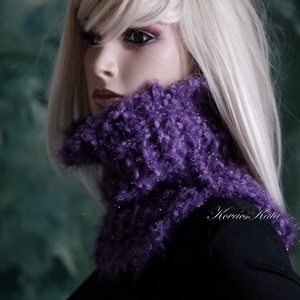 TEKNŐCKE / lila - vastag kézzel kötött kámzsa, csősál, nyakmelegítő - ruha & divat - sál, sapka, kendő - sál - Meska.hu