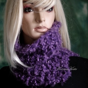 TEKNŐCKE / lila - vastag kézzel kötött kámzsa, csősál, nyakmelegítő - Meska.hu