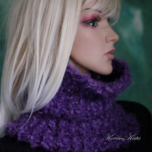 TEKNŐCKE / lila - vastag kézzel kötött kámzsa, csősál, nyakmelegítő - ruha & divat - sál, sapka, kendő - sál - Meska.hu