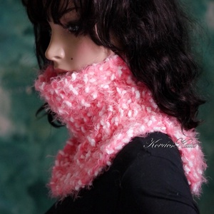 TEKNŐCKE / pink XL - extravastag kézzel kötött kámzsa, csősál, nyakmelegítő - ruha & divat - sál, sapka, kendő - sál - Meska.hu