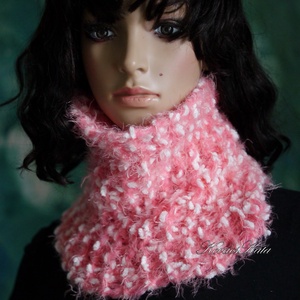 TEKNŐCKE / pink XL - extravastag kézzel kötött kámzsa, csősál, nyakmelegítő - Meska.hu