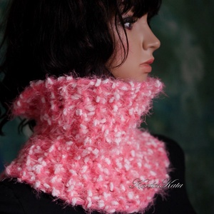 TEKNŐCKE / pink XL - extravastag kézzel kötött kámzsa, csősál, nyakmelegítő - ruha & divat - sál, sapka, kendő - sál - Meska.hu