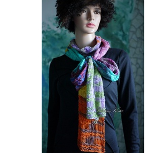  DELUXE SILK MAXI-SÁL - exkluzív kézzel kötött-festett selyem-jak- merinó hosszú sál  - ruha & divat - sál, sapka, kendő - sál - Meska.hu
