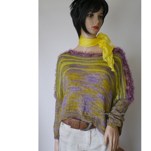 DONA / deluxe - exkluzív kézzel kötött-festett merinó-selyem-jak design pulóver KÉSZLETEN - ruha & divat - női ruha - pulóver - Meska.hu