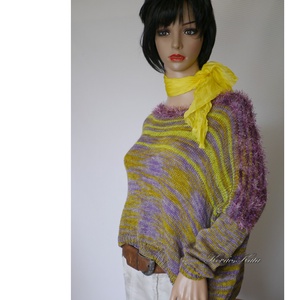 DONA / deluxe - exkluzív kézzel kötött-festett merinó-selyem-jak design pulóver KÉSZLETEN - ruha & divat - női ruha - pulóver - Meska.hu