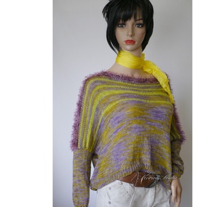 DONA / deluxe - exkluzív kézzel kötött-festett merinó-selyem-jak design pulóver - Meska.hu