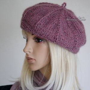 ALETTA / mályva - kézzel kötött ITO bourette + silk-mohair svájci sapka, barett KÉSZLETEN - Meska.hu