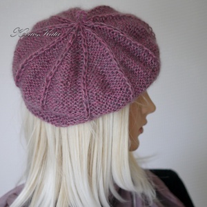 ALETTA / mályva - kézzel kötött ITO bourette + silk-mohair svájci sapka, barett KÉSZLETEN - ruha & divat - sál, sapka, kendő - sapka - Meska.hu