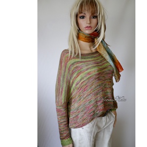 DONA / deluxe - exkluzív kézzel kötött-festett merinó-selyem-jak design pulóver KÉSZLETEN - ruha & divat - női ruha - pulóver - Meska.hu