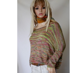 DONA / deluxe - exkluzív kézzel kötött-festett merinó-selyem-jak design pulóver KÉSZLETEN - ruha & divat - női ruha - pulóver - Meska.hu