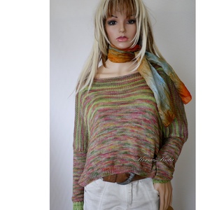 DONA / deluxe - exkluzív kézzel kötött-festett merinó-selyem-jak design pulóver KÉSZLETEN - Meska.hu