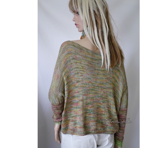 DONA / deluxe - exkluzív kézzel kötött-festett merinó-selyem-jak design pulóver KÉSZLETEN - ruha & divat - női ruha - pulóver - Meska.hu