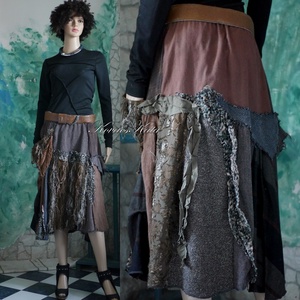 PATCHWORK SZOKNYA - bohém loncsos téli szoknya KÉSZLETEN - Meska.hu