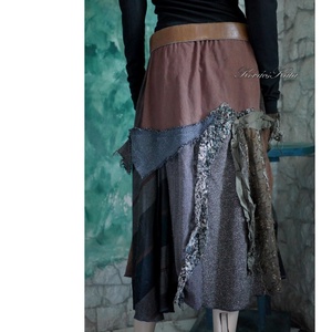 PATCHWORK SZOKNYA - bohém loncsos téli szoknya KÉSZLETEN - ruha & divat - női ruha - szoknya - Meska.hu