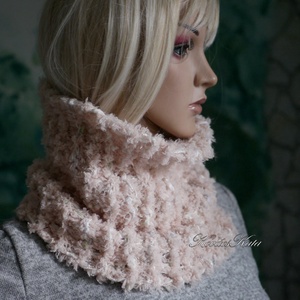 TEKNŐCKE / púder - extravastag kézzel kötött kámzsa, csősál, nyakmelegítő KÉSZLETEN - ruha & divat - sál, sapka, kendő - sál - Meska.hu